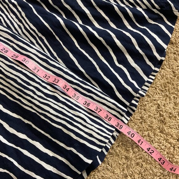 Eva Mendes - NY & Co Courtney Sleeveless Stripe Fit & Flare Dress, Navy Blue, 14 - Picture 10 of 11